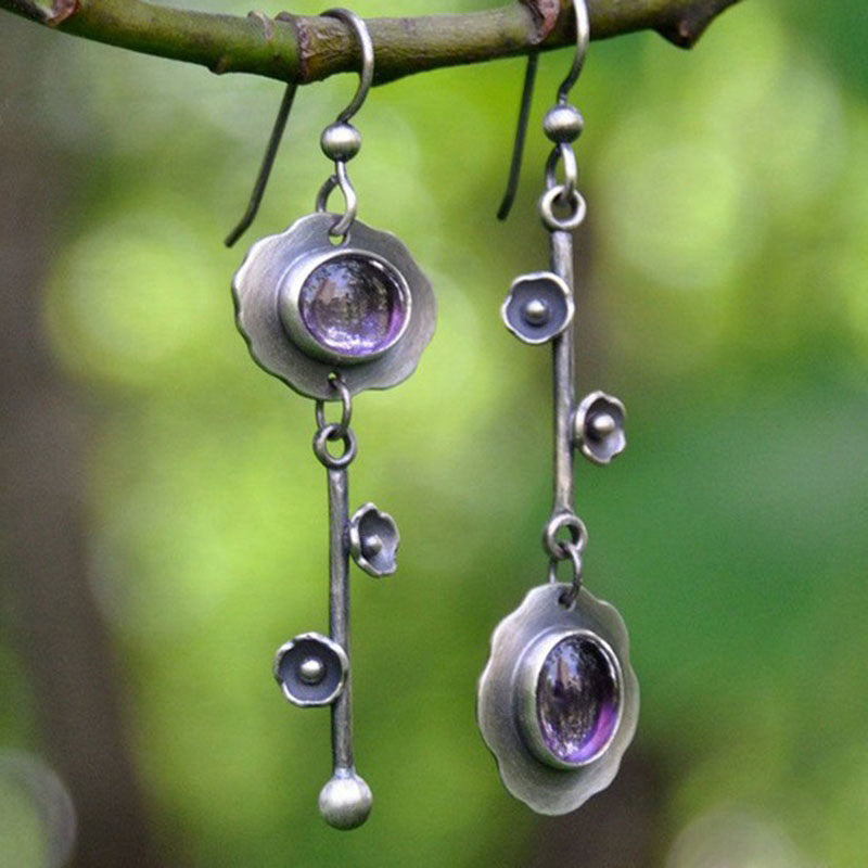 Olivenorma Retro Crystal Purification Earrings - Amethyst - image 2