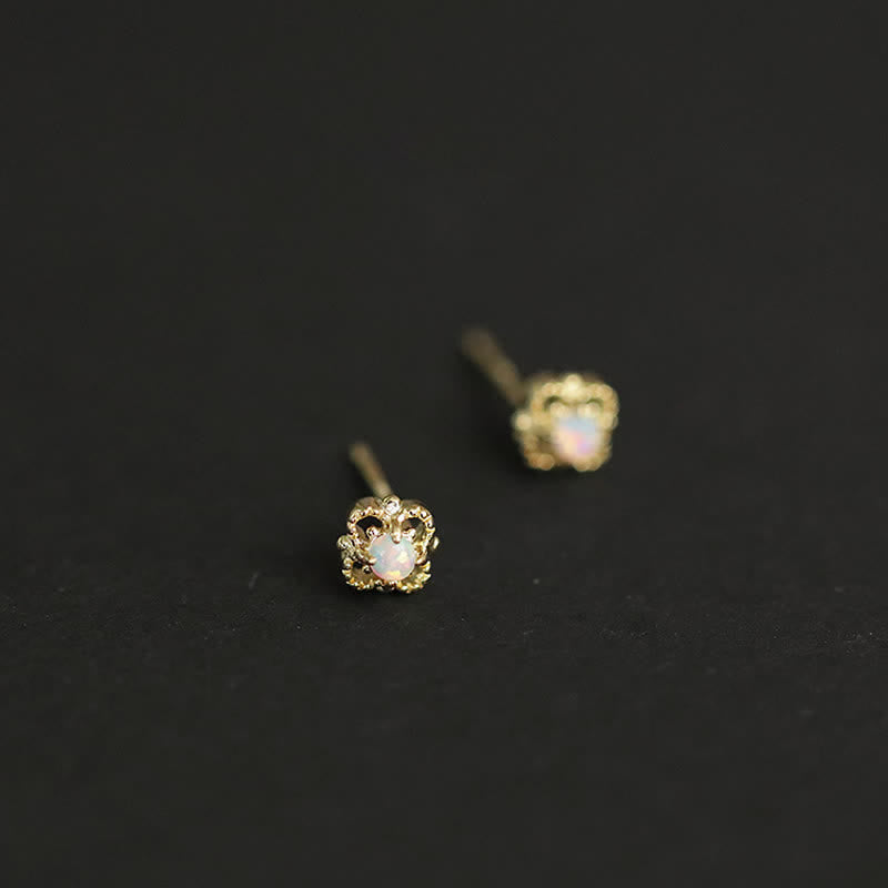 Olivenorma Delicate Vintage Opal Rhombic Earrings - image 8