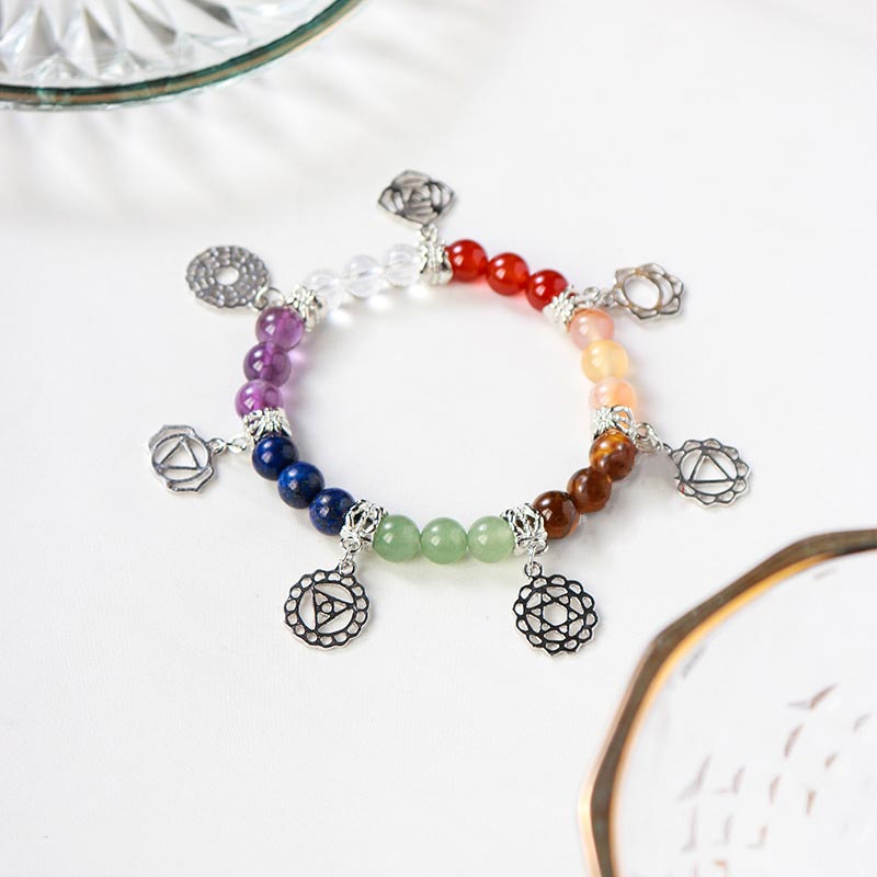 Natural Gemstone Seven Chakra Yoga Bracelet - #1 - image 1