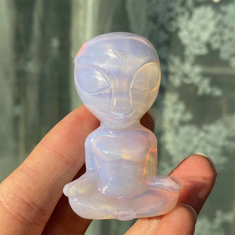 Olivenorma Natural Stones Alien Skull Carved Gemstone Decoration - Pink Opalite - image 8