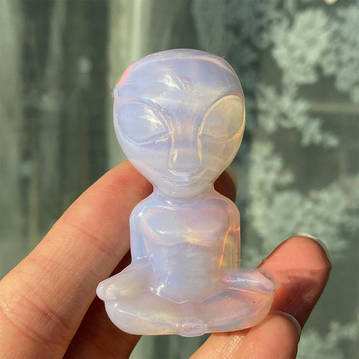 Olivenorma Natural Stones Alien Skull Carved Gemstone Decoration - Pink Opalite - image 8