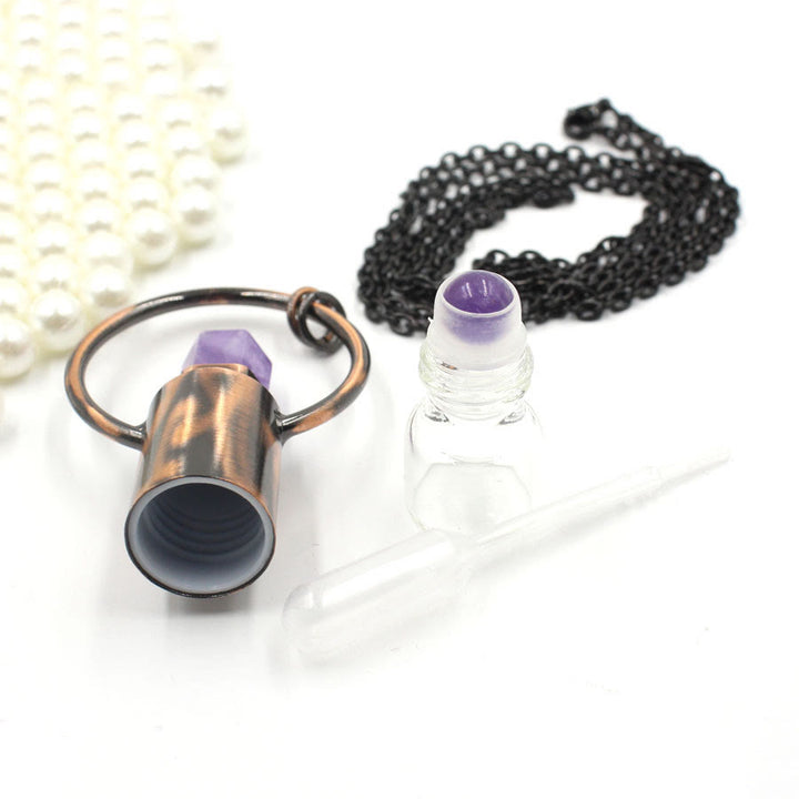 Olivenorma Natural Crystal Prismatic Bullet Perfume Bottle Pendant - image 2