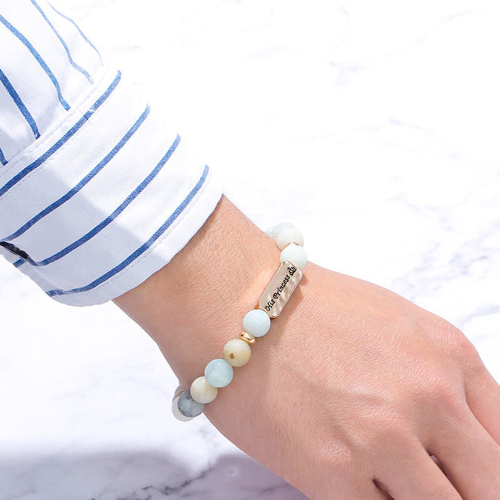 Olivenorma Natural Gemstone His Princess Her Prince 2 Piece Engraving Bracelet - image 6