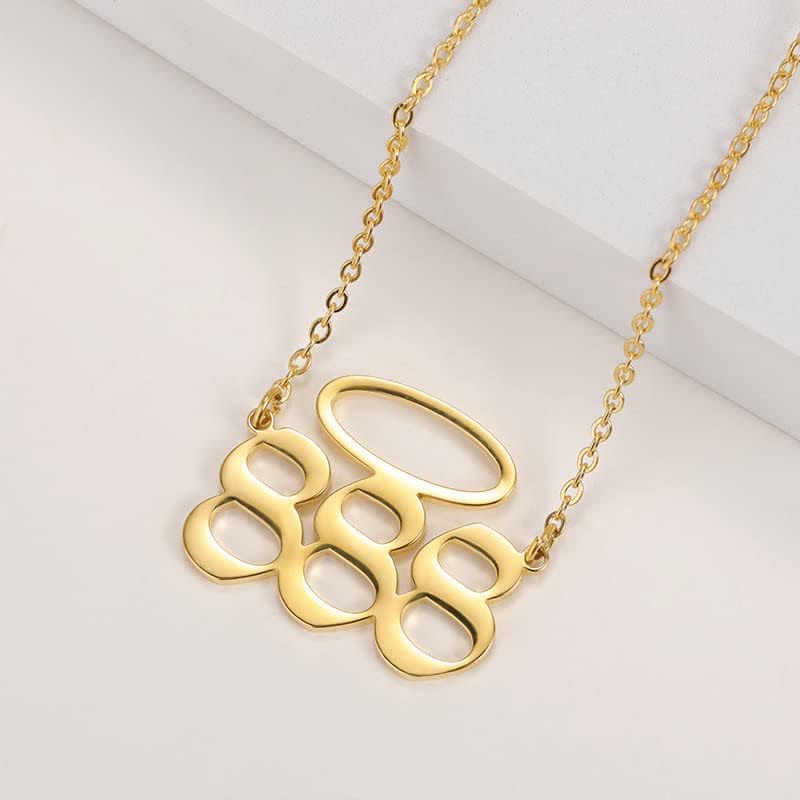 Olivenorma Lucky Angel Number With Angel Aperture Necklace - Silver - 888 - image 11
