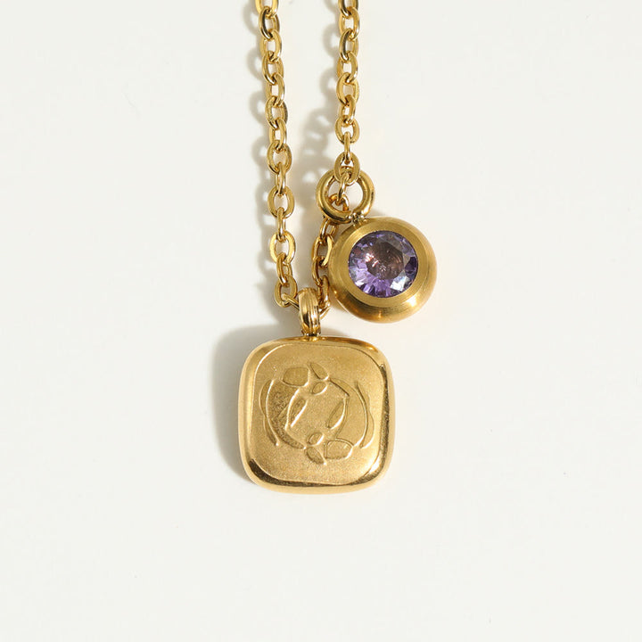 Olivenorma Twelve Zodiac Twelve Month Birthstone Pendant Necklace - Amethyst & Pisces - image 5