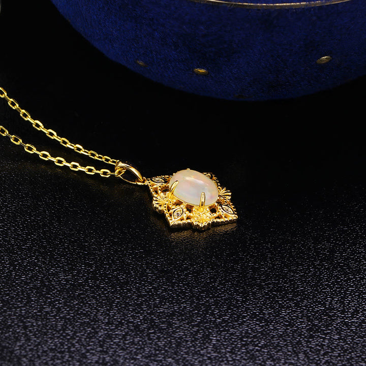 Olivenorma Natural Opal Cutout Rhombus Pendant Necklace - image 6