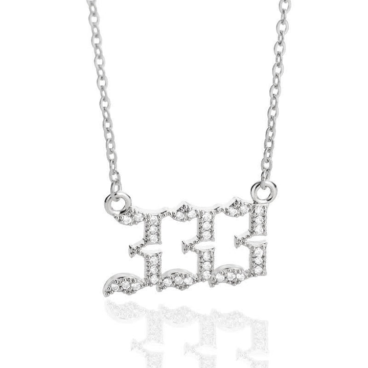 Olivenorma Zircon Angel Number Necklace - Silver - 333 - image 19