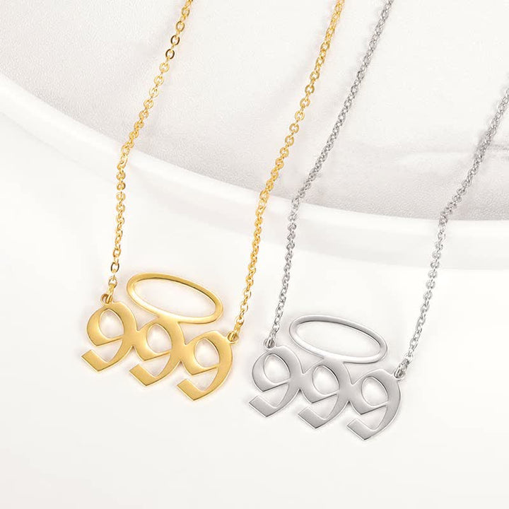 Olivenorma Lucky Angel Number With Angel Aperture Necklace - Silver - 999 - image 12