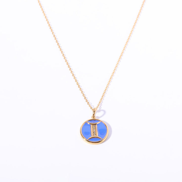 Olivenorma White Zircon Vintage Zodiac Stainless Steel 18k Necklace - Gemini - image 7
