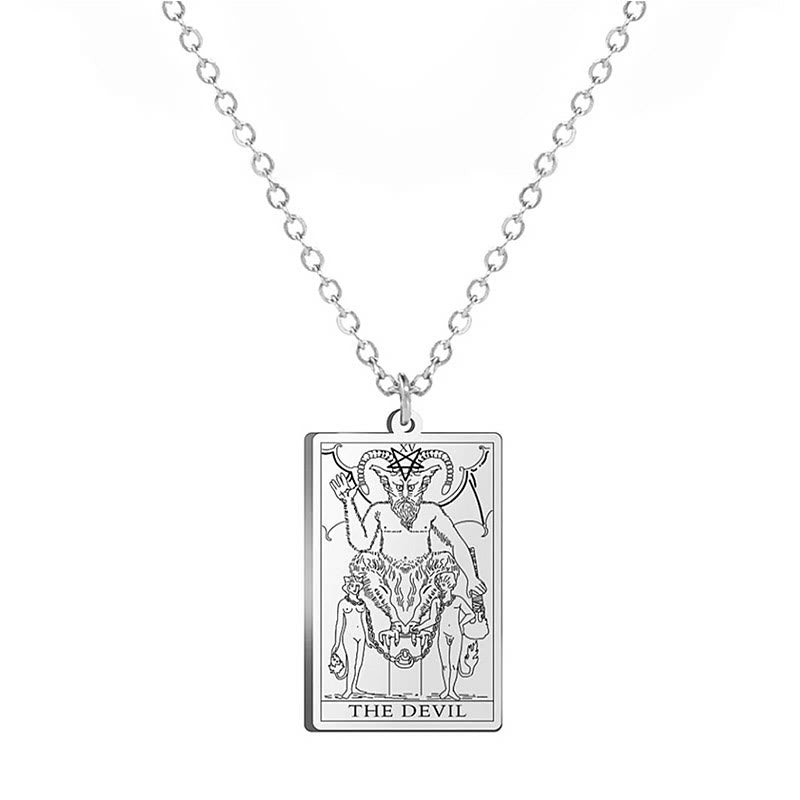 Olivenorma Stainless Steel Tarot Necklaces - THE DEVIL - image 7