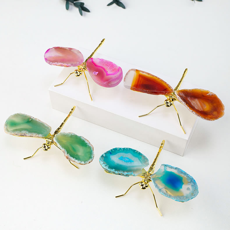 Olivenorma Natural Agate Slices Dragonfly Gemstone Decoration - image 10