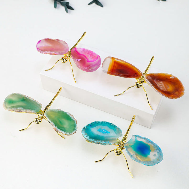 Olivenorma Natural Agate Slices Dragonfly Gemstone Decoration - image 10