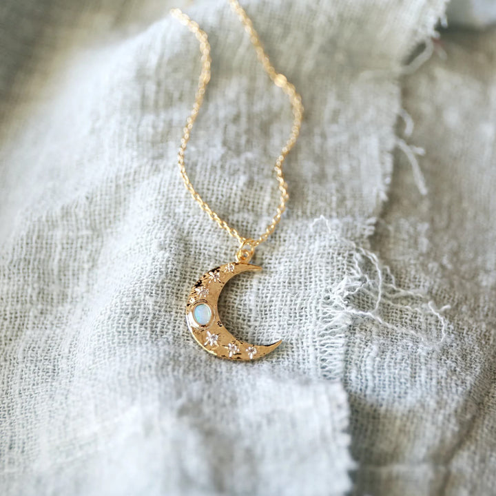 Olivenorma Golden Moon Opal Pendant Clavicle Necklace - image 4