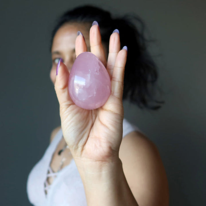 Easter Rose Quartz Dancing Star Crystal Egg - image 3