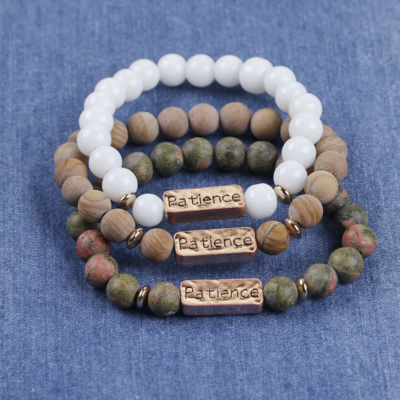 Olivenorma Natural Gemstone Mom Patience Engraving Bracelet - image 27