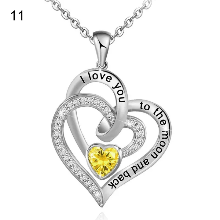 Olivenorma Hearts and Hearts Birthstone Necklace - Silver - November - image 26