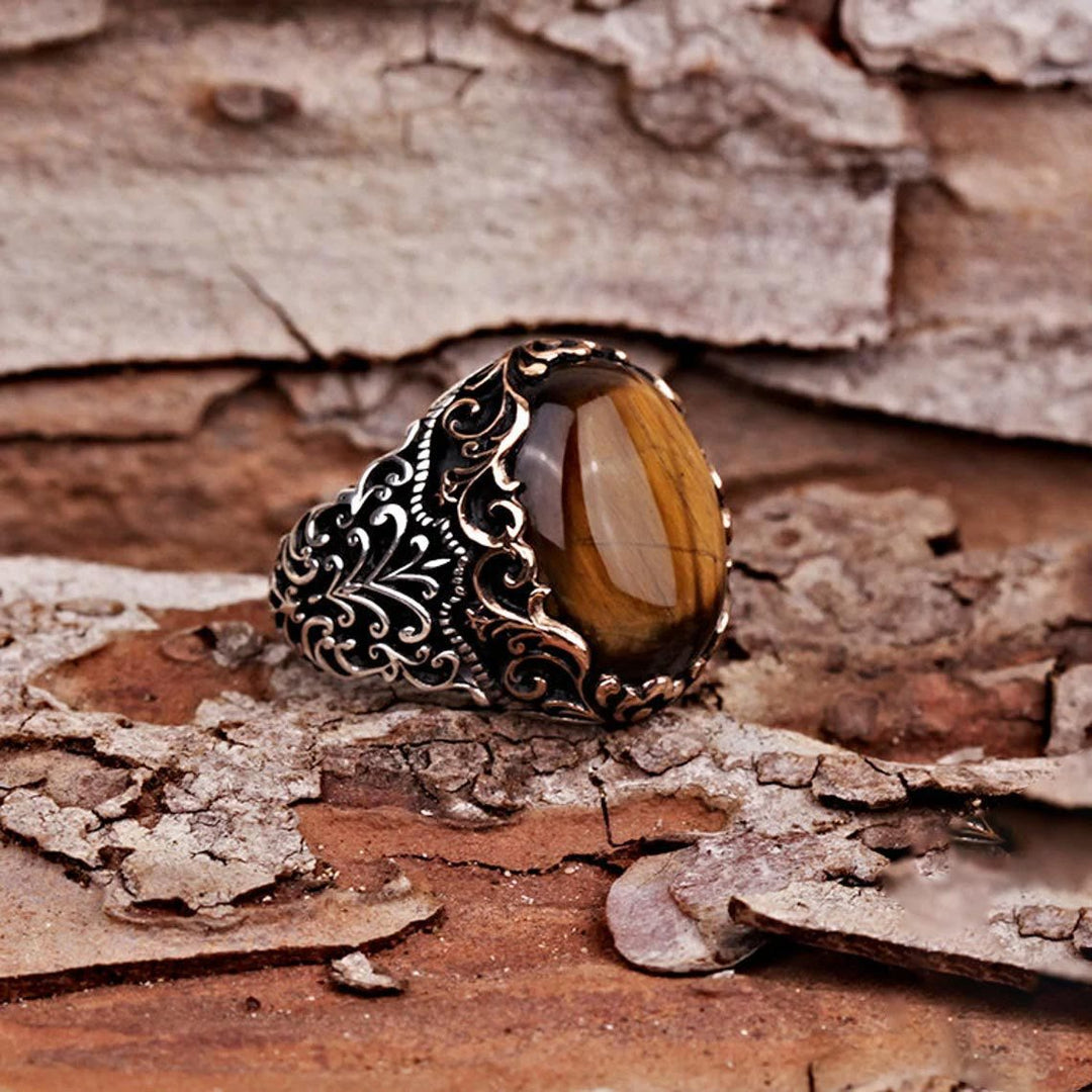 Olivenorma Men's Tiger Eye Gemstone Ring - image 3