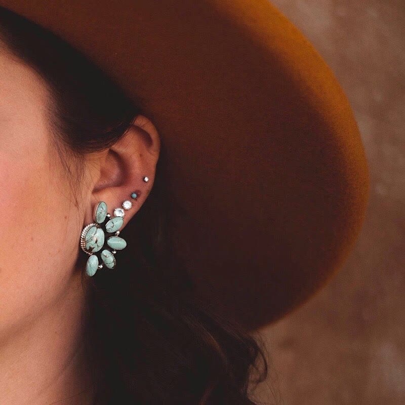 Olivenorma Vintage Bohemia Style Natural Stones Turquoise Earrings - image 1