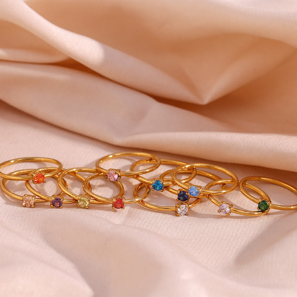 Olivenorma Simple Birthstone Stainless Steel Plated 18k Ring - image 39