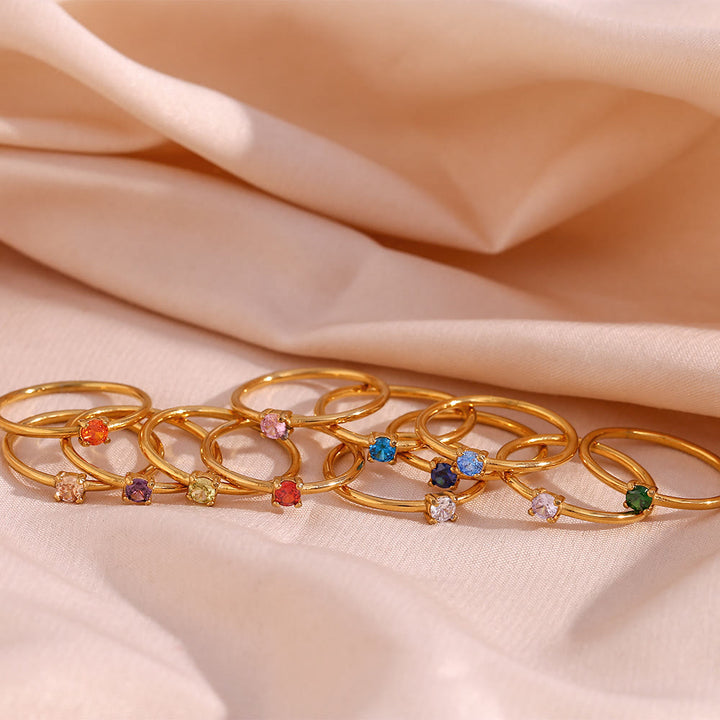 Olivenorma Simple Birthstone Stainless Steel Plated 18k Ring - image 39