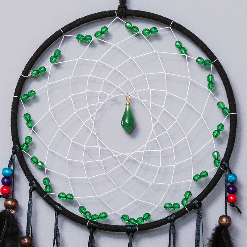 Olivenorma Natural Green Aventurine Peacock Feather Dream Catcher - image 4
