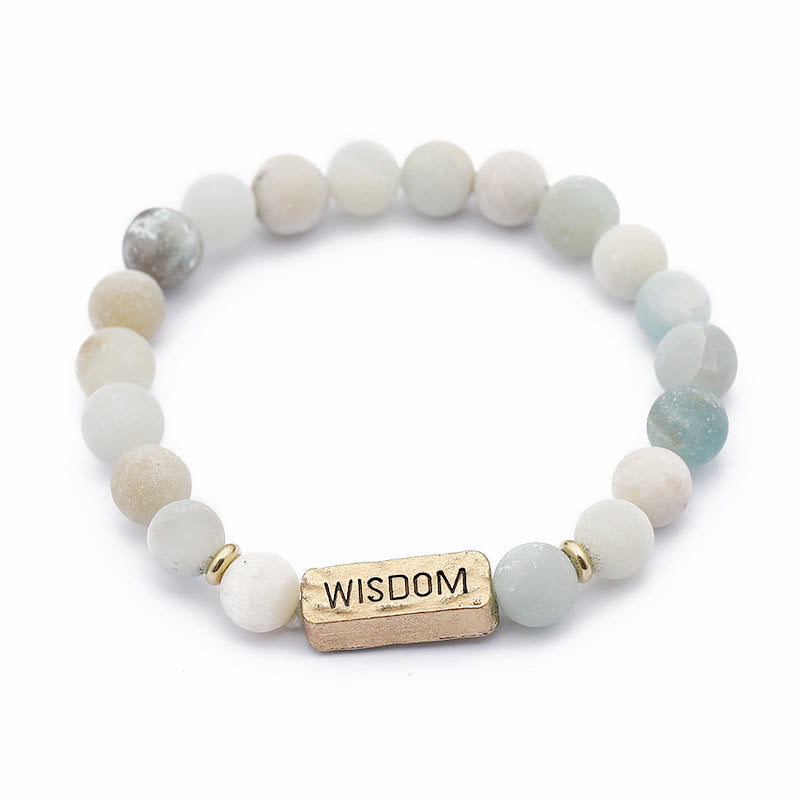 Olivenorma Natural Gemstone Wisdom Engraving Bracelet - Amazonite - image 1