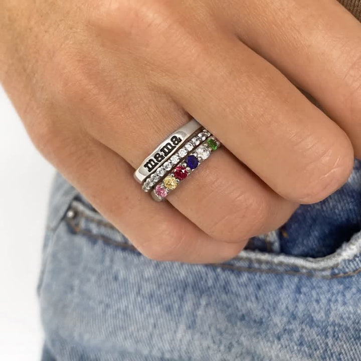 Olivenorma Custom Gift Birthstone With Zircon 3 - Piece Ring Set - image 9