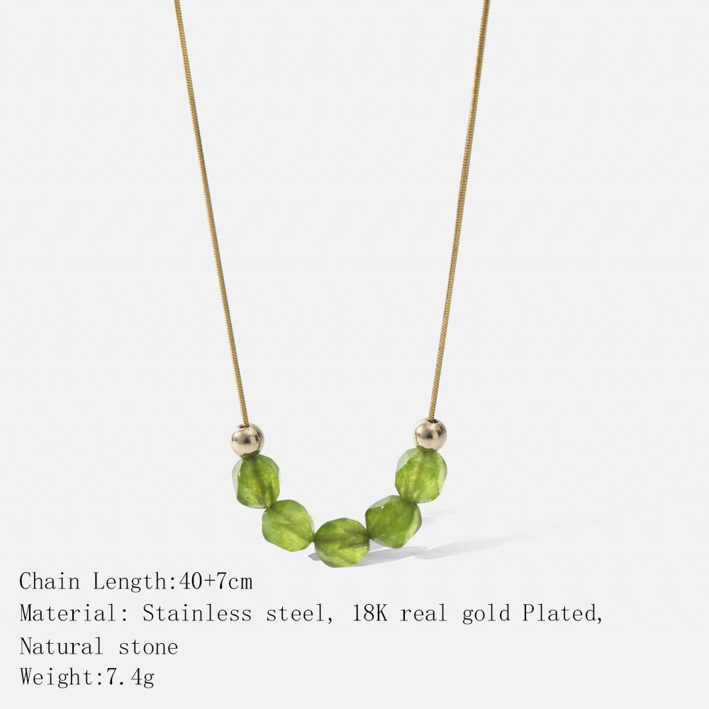 Olivenorma Natural Prehnite Beaded Stainless Steel 18K Necklace - image 4
