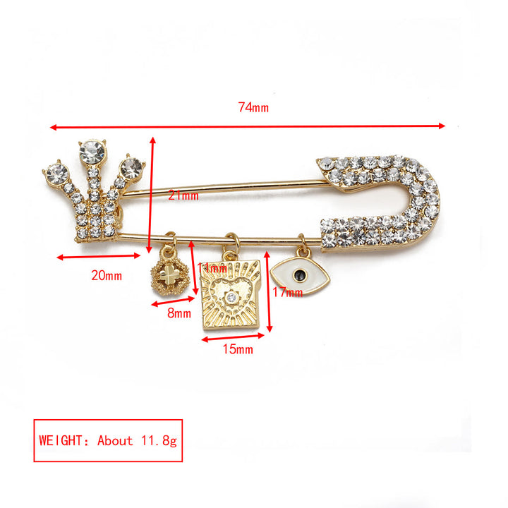 Olivenorma White Zircon Evil Eye Heart Brooch - Evil Eye & lock - image 25