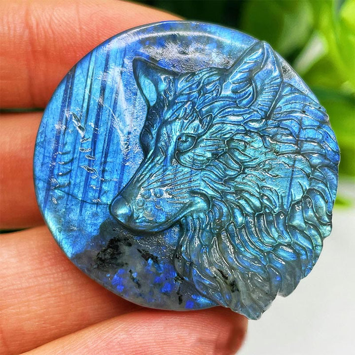 Olivenorma Natural Labradorite Moon Face Ornaments Gemstone Decoration - Wolf #Labradorite - image 30