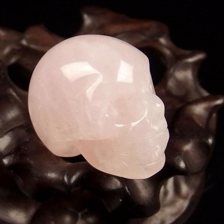 Olivenorma Natural Crystal Skull Halloween Decoration - Rose Quartz - 2" - image 3