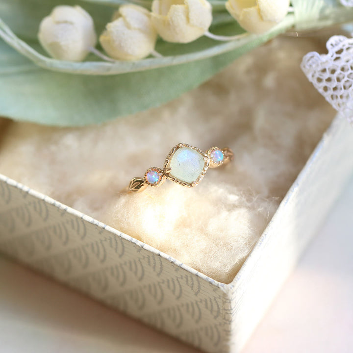 Olivenorma Natural Labradorite Square Stone Ring Necklace - image 14