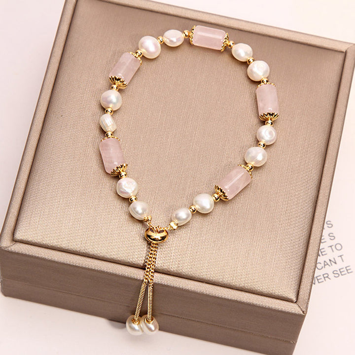 Rose Quartz With Pearl Healing Gemstone Bracelet - image 2