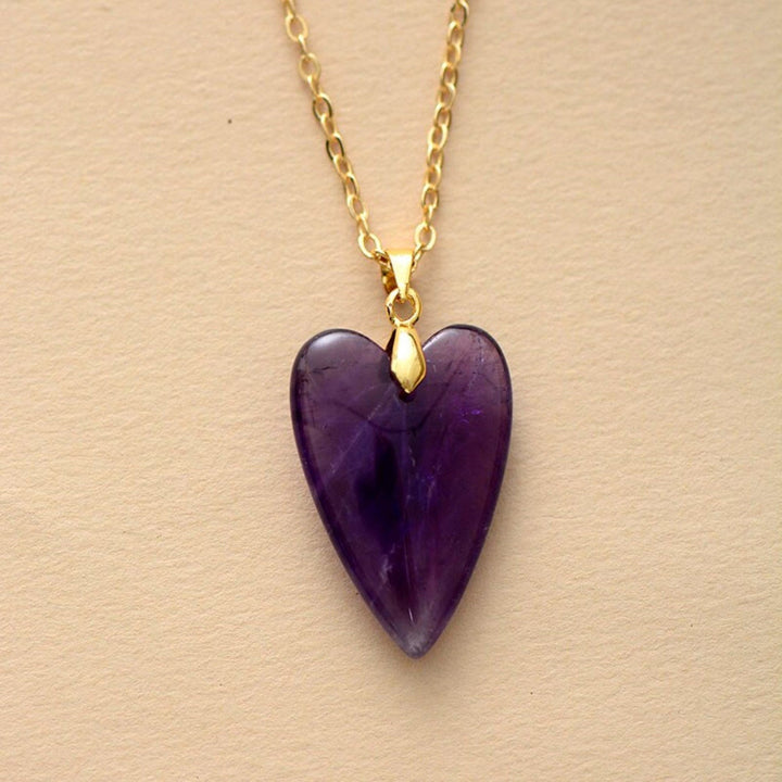 Olivenorma Healing Crystal Heart Pendant Necklace - Amethyst - image 3