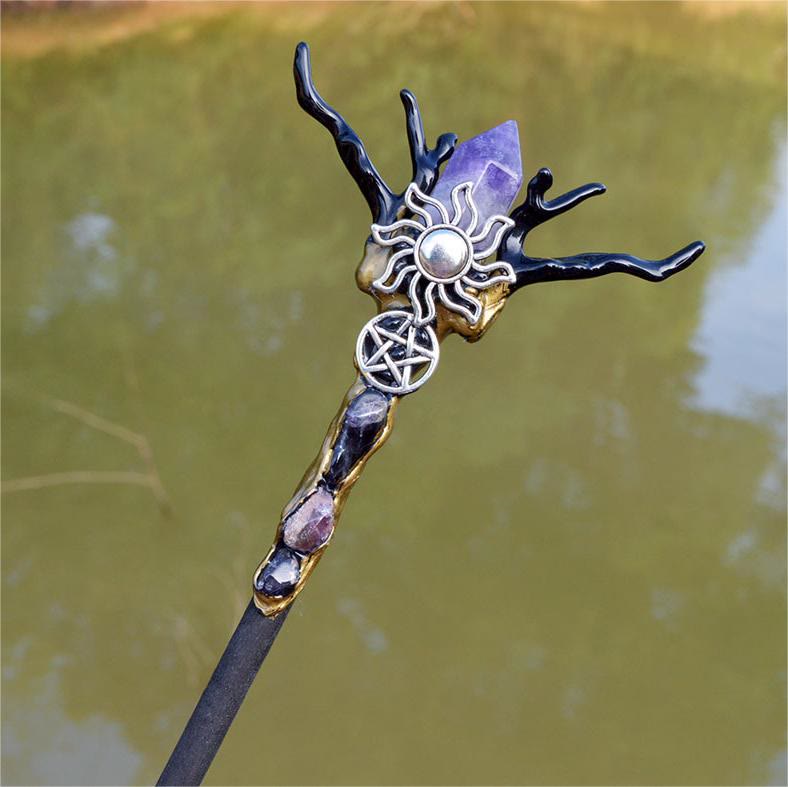 Olivenorma Natural Crystal Antlers Accessories Fairy Wand Crystal Wands - Amethyst - image 11