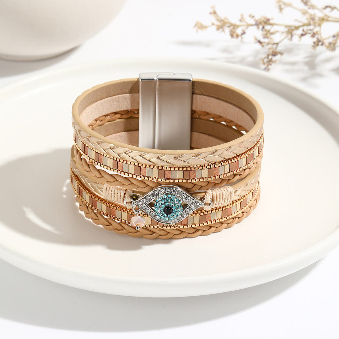 Olivenorma White Zircon Paraiba Tourmaline Evil Eye Bracelet - White Zircon&Paraiba Tourmaline - image 0