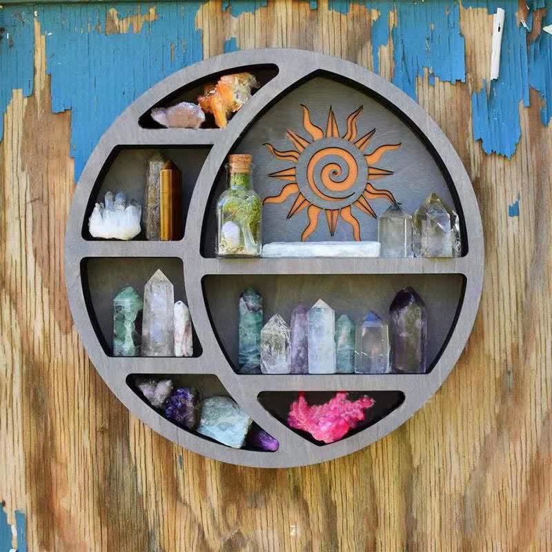 Olivenorma Round-shaped Crescent Moon & Sun Crystal Shelf - image 1