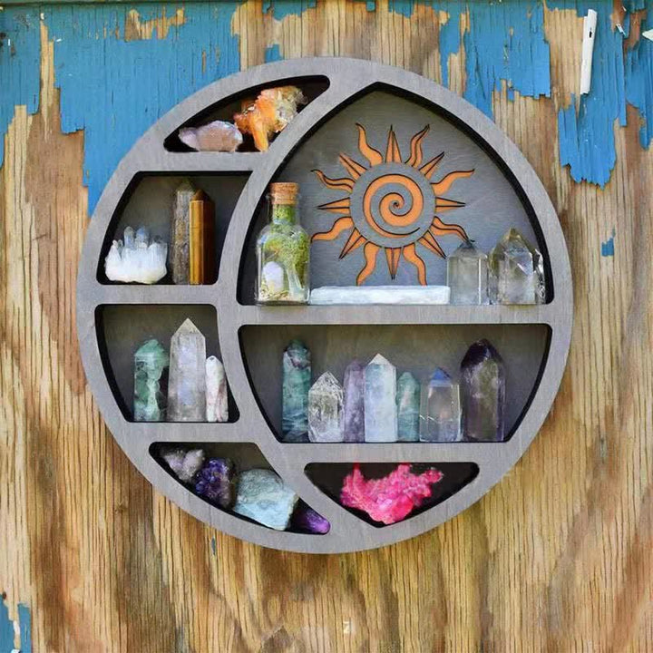 Olivenorma Round-shaped Crescent Moon & Sun Crystal Shelf - image 1