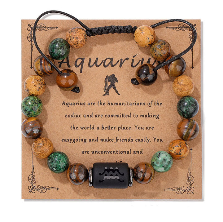 Olivenorma Natural Stone Zodiac Handwoven Bracelet - Aquarius - image 12