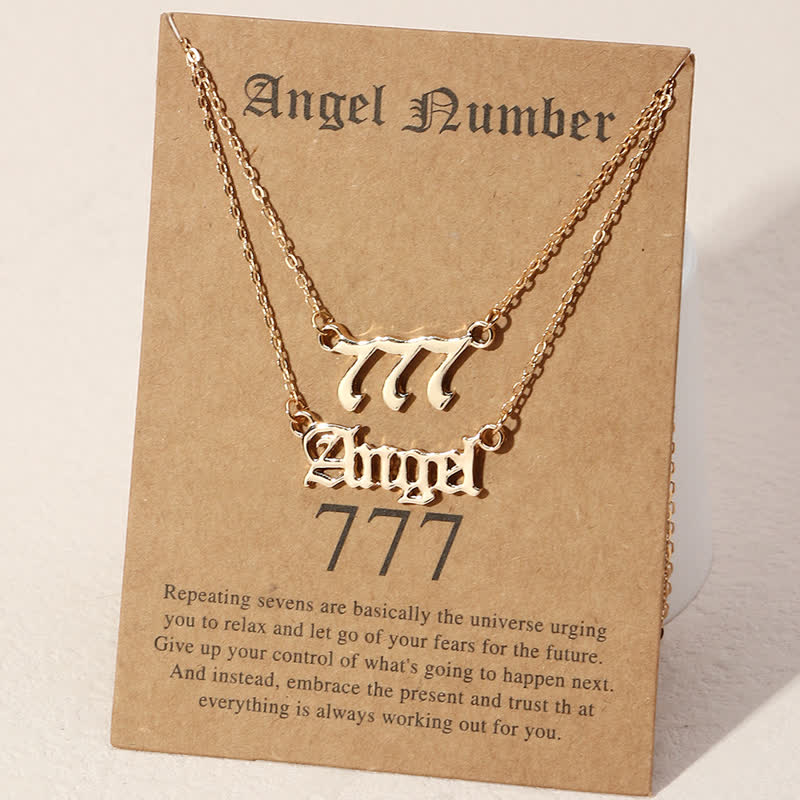 Olivenorma Angle Number & Angel Dainty Double Necklace - 777 - image 5