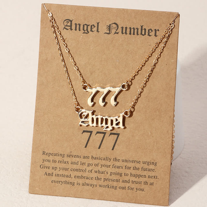 Olivenorma Angle Number & Angel Dainty Double Necklace - 777 - image 5