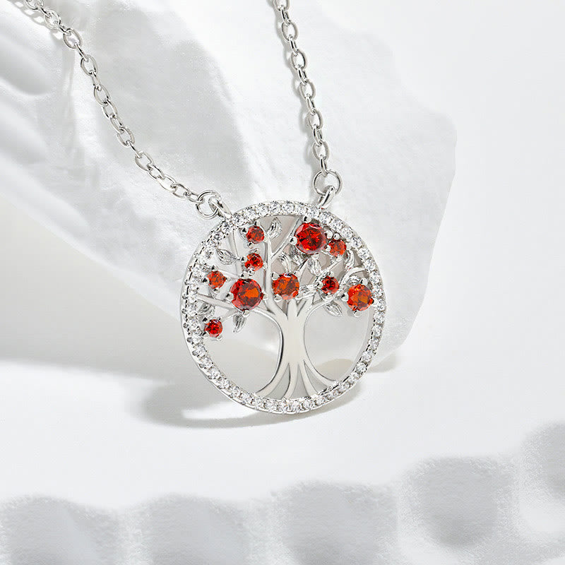 Olivenorma "Endless Growth" - Tree of Life Zircon Necklace - Red - image 4