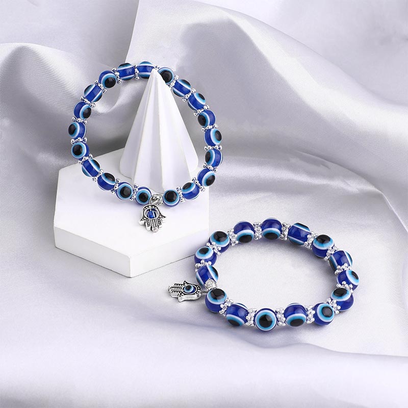 Evil Eye With Hamsa Symbol Healing Bracelet - 10mm - image 1