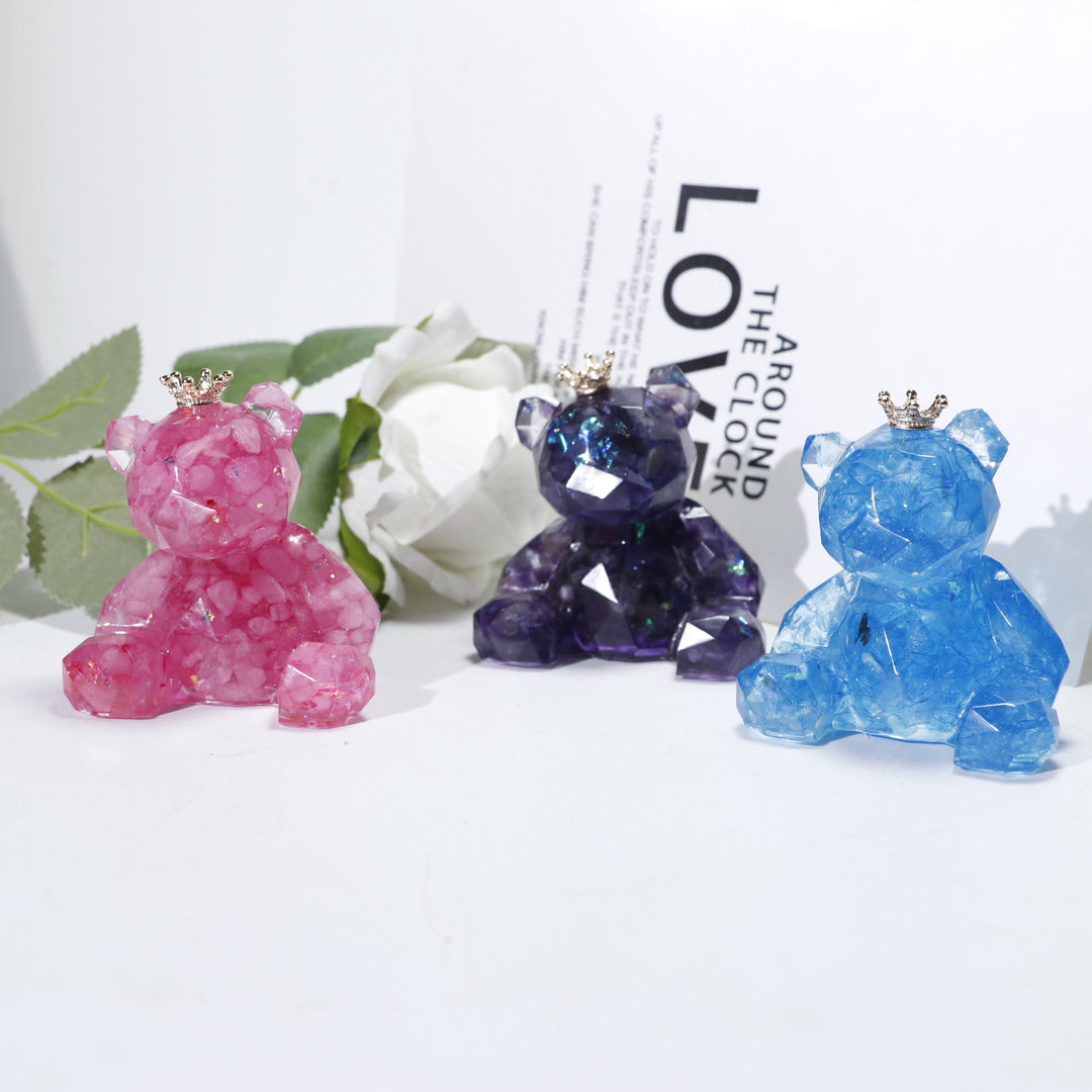 Olivenorma Crystal Gravel Resin Bear Ornament Gemstone Decoration - image 37