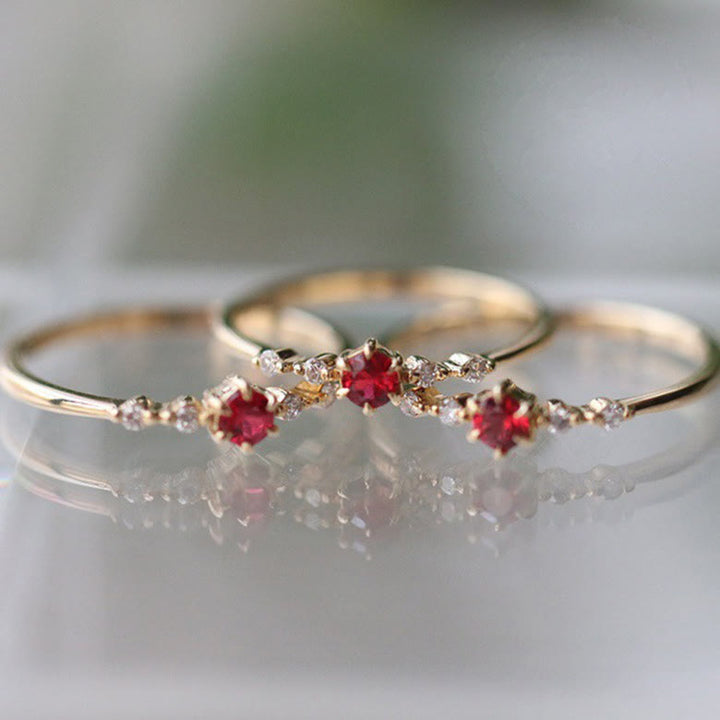 Olivenorma 18K Gold Garnet Minimalist Tiny Ring - image 8