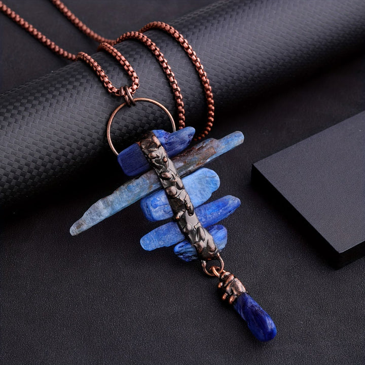 Olivenorma Irregular Kyanite Original Stone Six Link Tassel Necklace - image 2