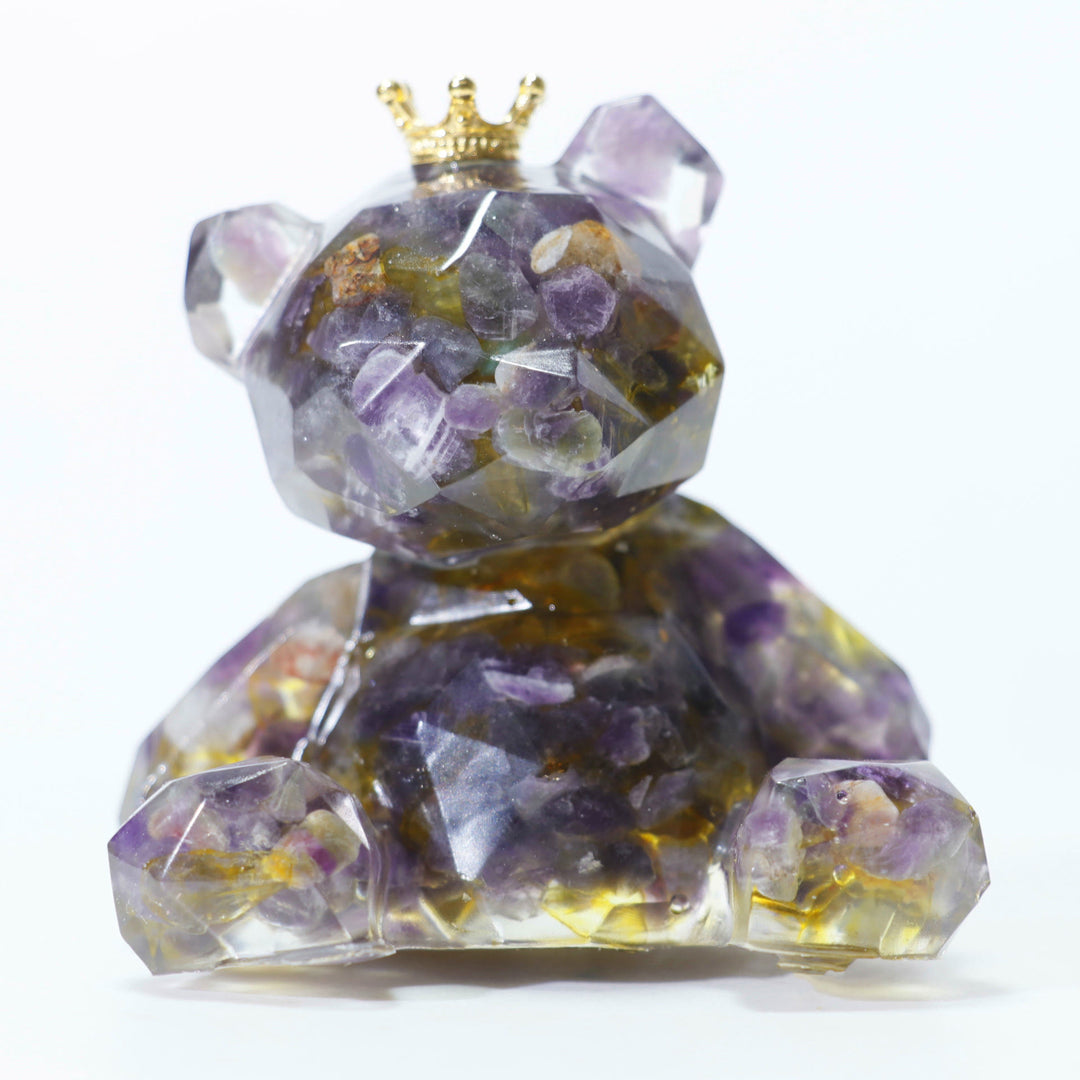 Olivenorma Crystal Gravel Resin Bear Ornament Gemstone Decoration - Amethyst&Citrine - image 28