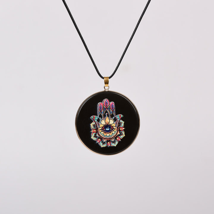 Olivenorma Crystal Hamsa Chakra Tree Of Life Necklace - Obsidian - Hamsa&Evil Eye - image 11