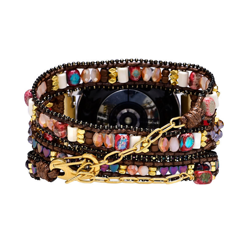 Olivenorma Crystal Beaded Brown Braided Samsung Strap Bracelet - image 3