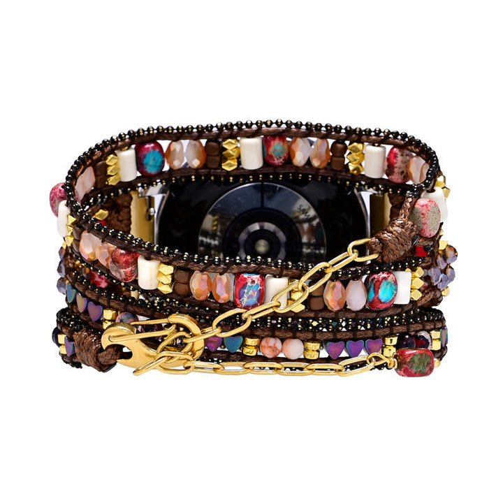 Olivenorma Crystal Beaded Brown Braided Samsung Strap Bracelet - image 3